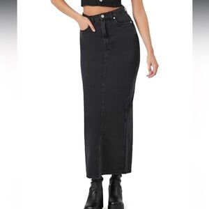 Black Denim Maxi Skirt